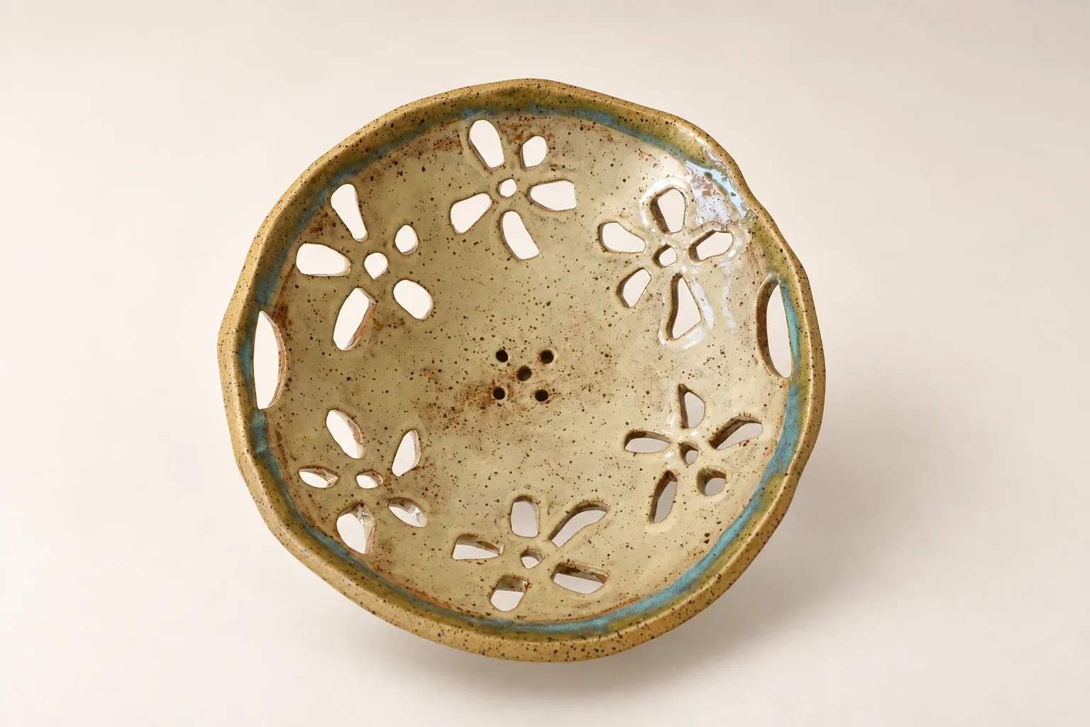 Pierced flower bowl — handmade Kachi ceramic tableware