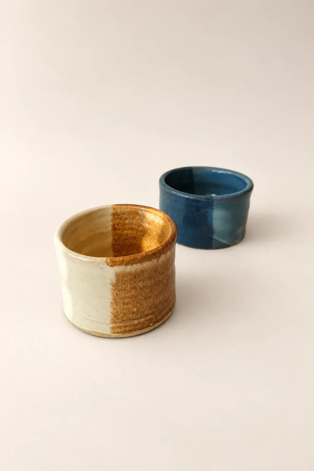 Blue and amber cups — handmade Kachi ceramic cups & mugs